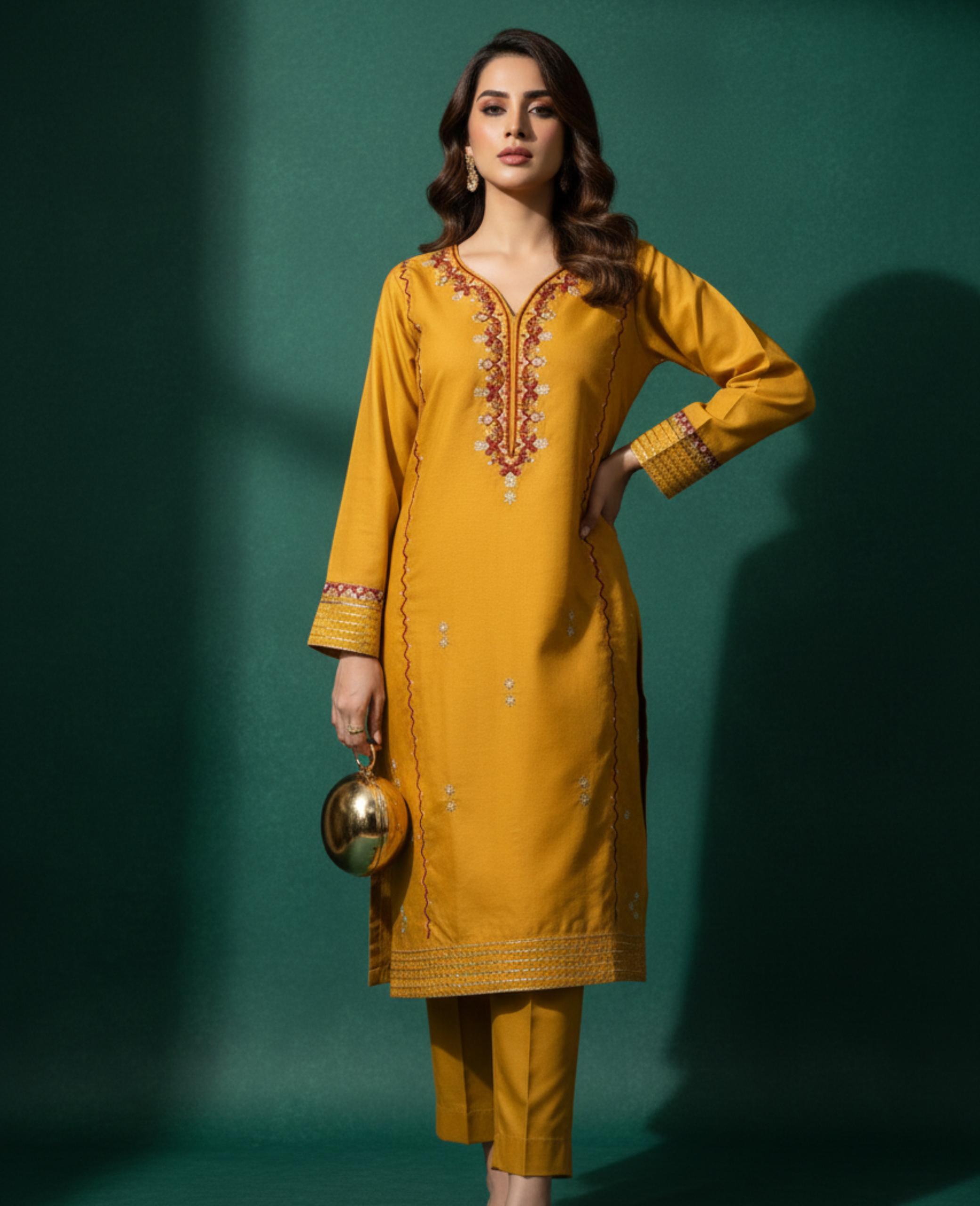 AP351 Elegant Embroidered Cotton 2-Piece – Party Collection