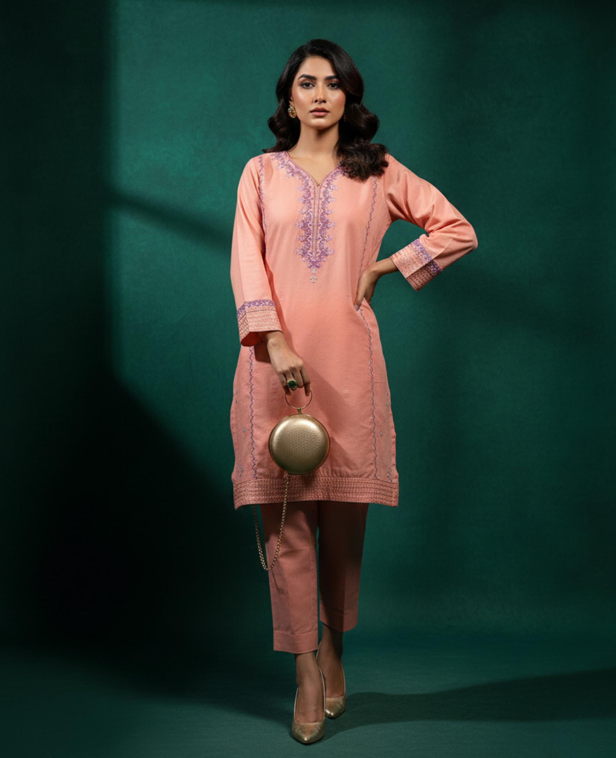 AP351 Elegant Embroidered Cotton 2-Piece – Party Collection