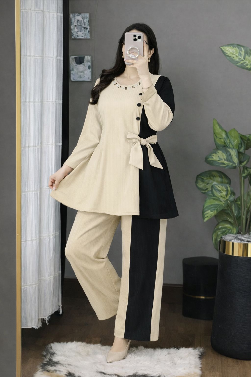 Elegant Peplum & Trouser Set – Lining Georgette Two Piece