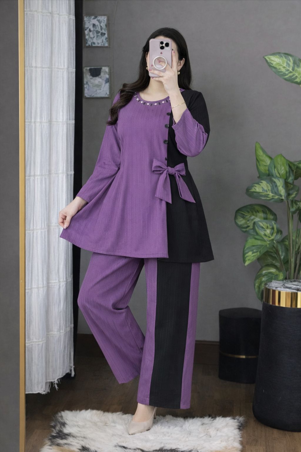 Elegant Peplum & Trouser Set – Lining Georgette Two Piece