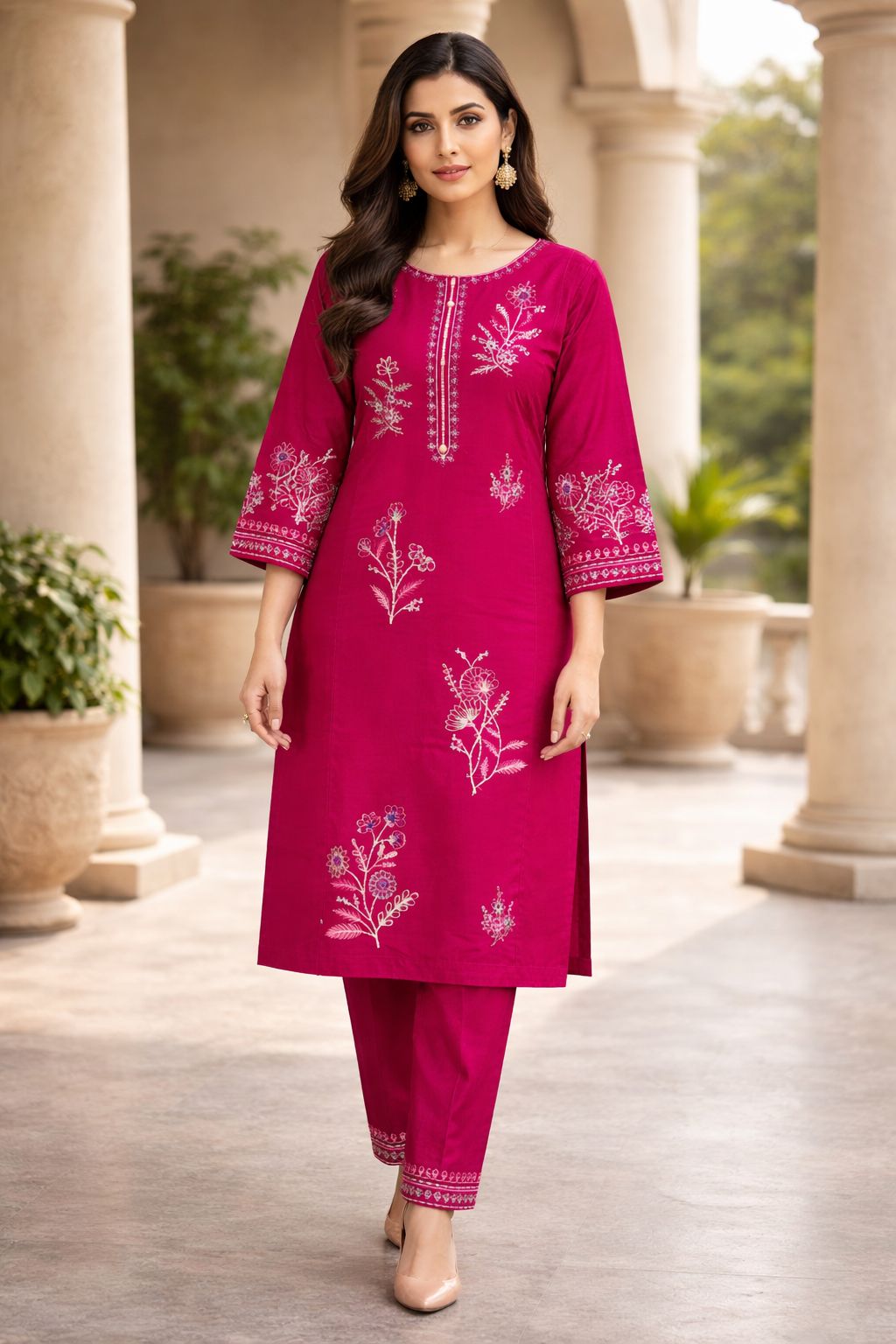 HC61 Heavy Sequence Embroidered Cotton 2PC Suit – Party Collection