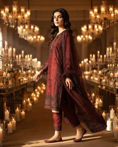 Maroon/Burgundy  Premium Lawn, Khaddar, or Cambric Cotton